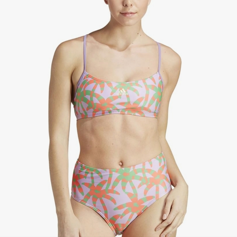 Adidas Farm Rio Bikini Purple Lime Burst High Waist Women's Size Medium - Picture 13 of 14